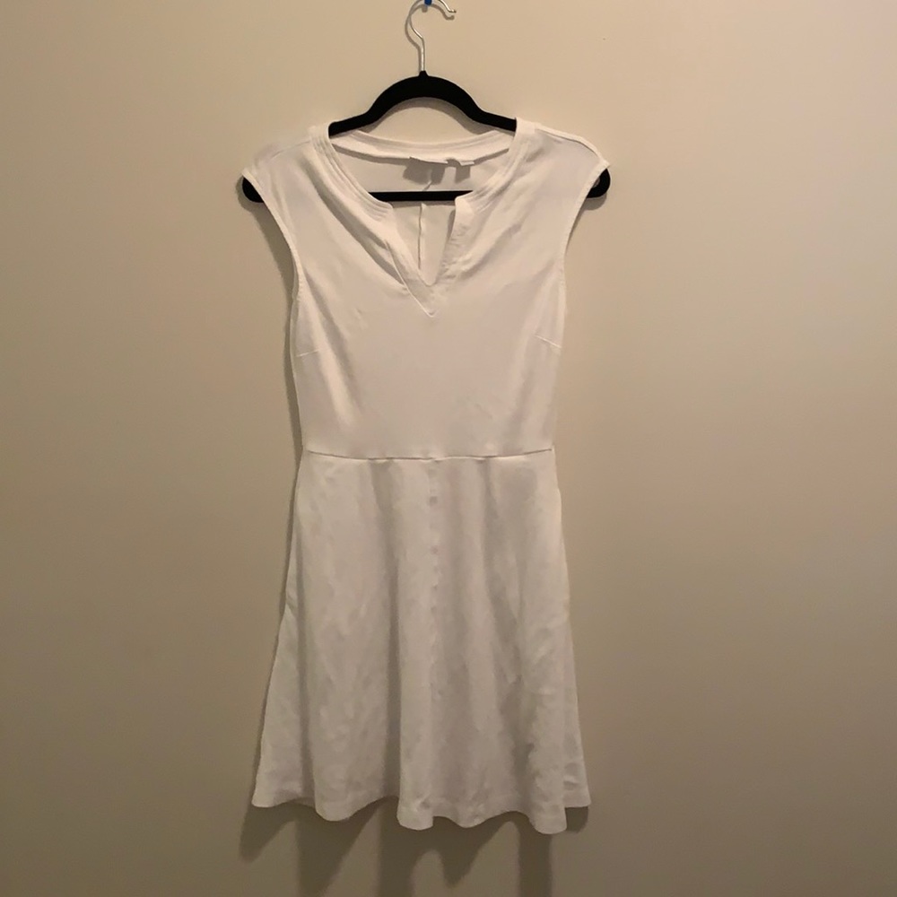 White V-neck Skater Dress